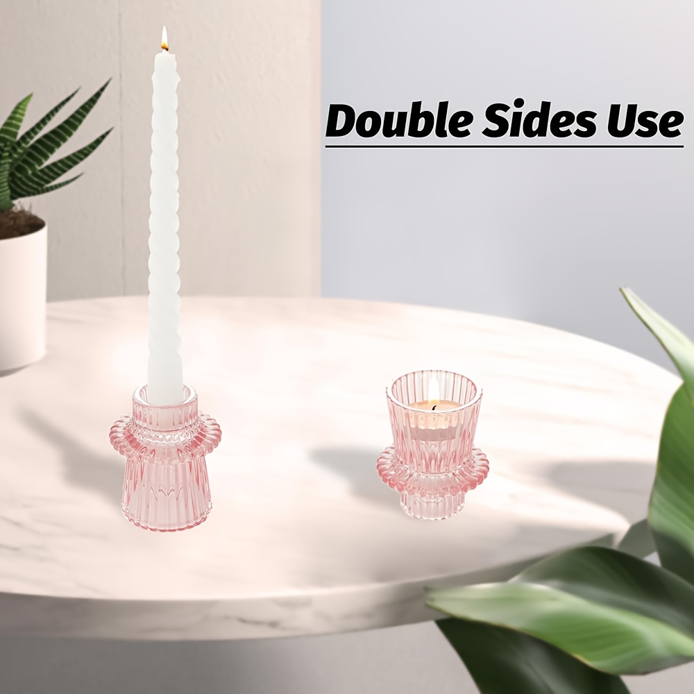 Image of 3pcs Taper Glass Candlestick Holders Tealight Candle Holders For Table Centerpieces, Wedding Decor And Dinner Party