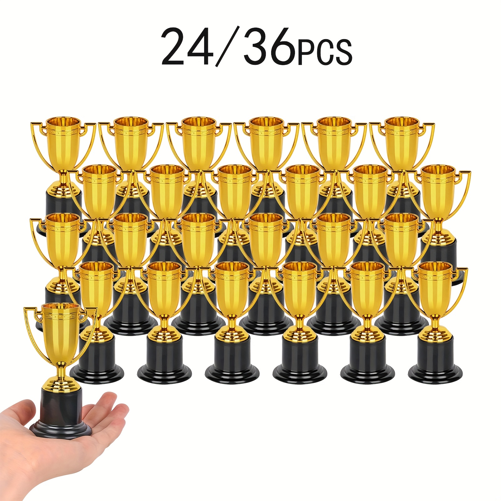 24/36 трофеи, златни трофеи, пластични трофеи, 4-инчни (приближно 10.2 cm) трофеи, подароци за , реквизити, награди, награди за носители, подароци за церемонија на натпревар Детали за производот 1