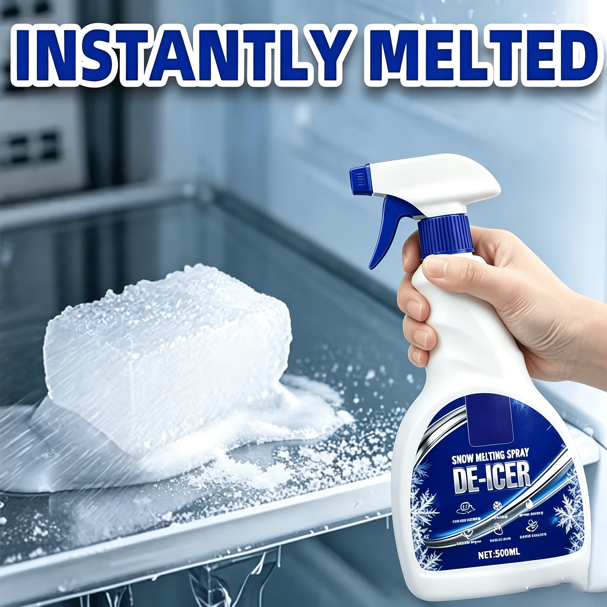 500ml Large Capacity Automobile Deicing Spray, Anti Frost And Snow Melting Agent For Windows, Rear-view Mirrors And Locks, Refrigerators, Defrosting Liquid For Winter Cleaning