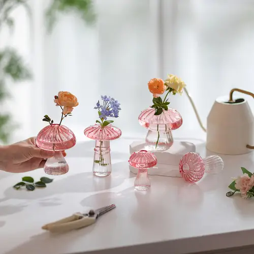 set of 5 mushroom propagating vases decor mushroom bud vase for flowers unique plant propagation stations jars for plants mini cute hydroponic terrarium planter for indoor planters