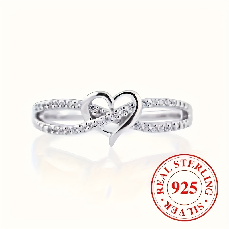 

1pc 925 Sterling Silver Heart-shaped Infinity Ring - Of And - Unique Gift For Couples, Anniversaries, And