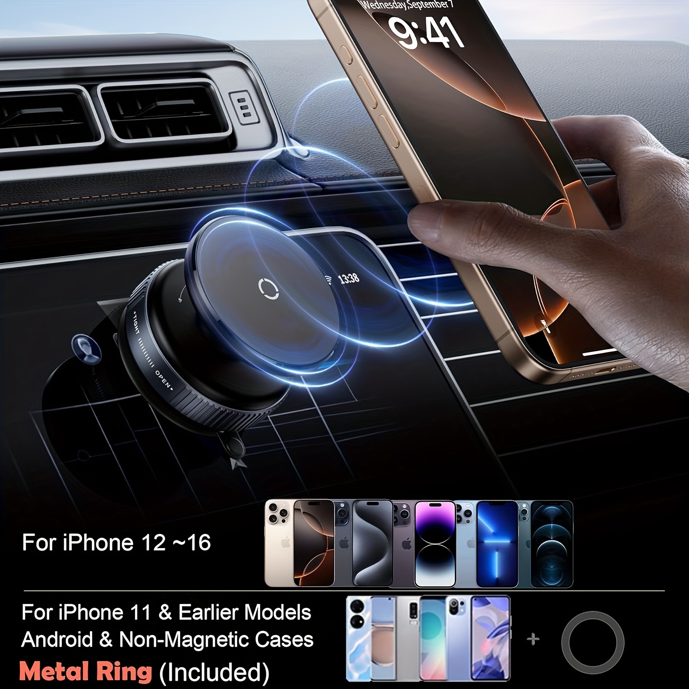 K009 Adjustable Magnetic Car Phone Holder - Sturdy, Multi-Angle, Waterproof ABS, Dual-Sided Suction Cup Mount for All Smartphone Sizes, 360° Infinite Rotation, Shell Suction Super Stable, No Adhesive Needed, Auto Compatible, Smartphone Holder | Suction Cup Mount | Waterproof Phone Holder