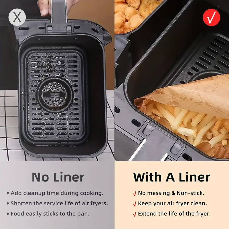 100pcs rectangle air fryer liner disposable paper pad that does not need to be cleaned baking pads without bleach multi purpose food baking paper pad suitable for ovens microwave ovens frying pan kitchen accessories kitchen baking tools Product details 2