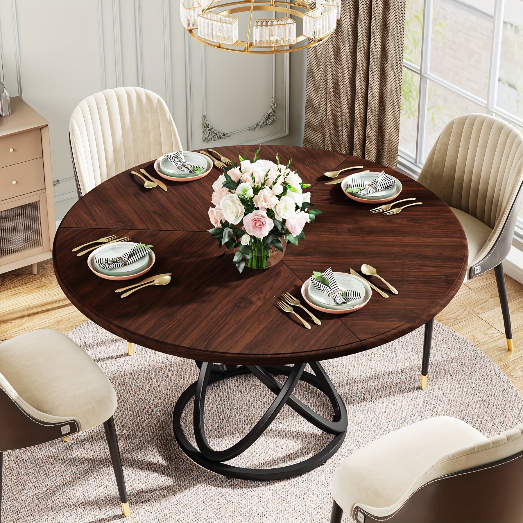47 inch round dining table person wood cofee table metal Temu