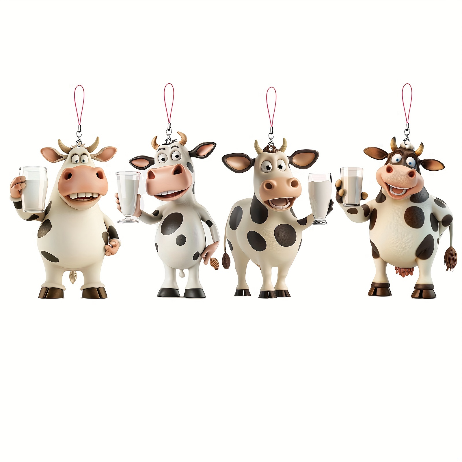 

4 Pcs Cow Hanging Ornaments - Christmas Tree Decorations, , Décor Accessories Hanging