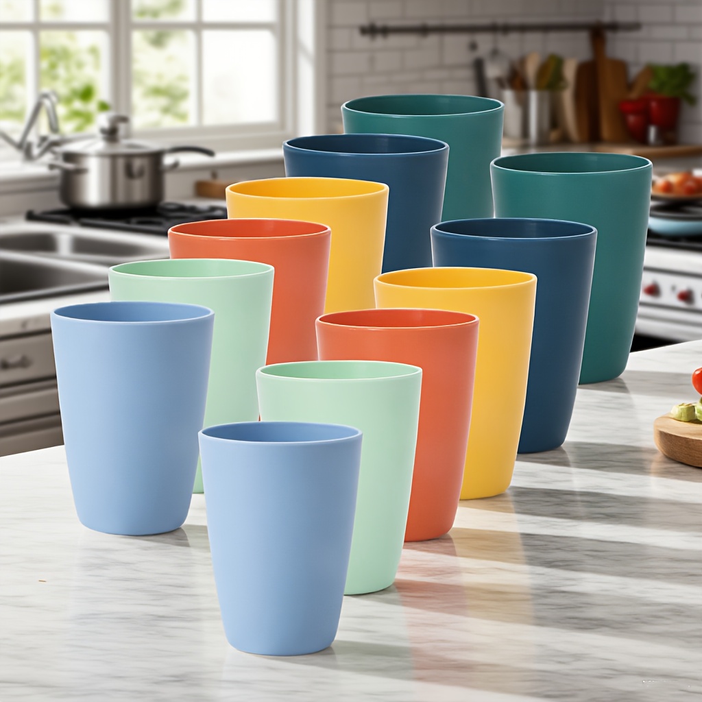 Image of 12pcs Unbreakable Pp Cups, Drinking Cups, Durable And Stackable For Coffee, Juice, And Water - Lightweight, Ideal For Camping, Picnics, Rv, And Dorm Life - Microwave Safe