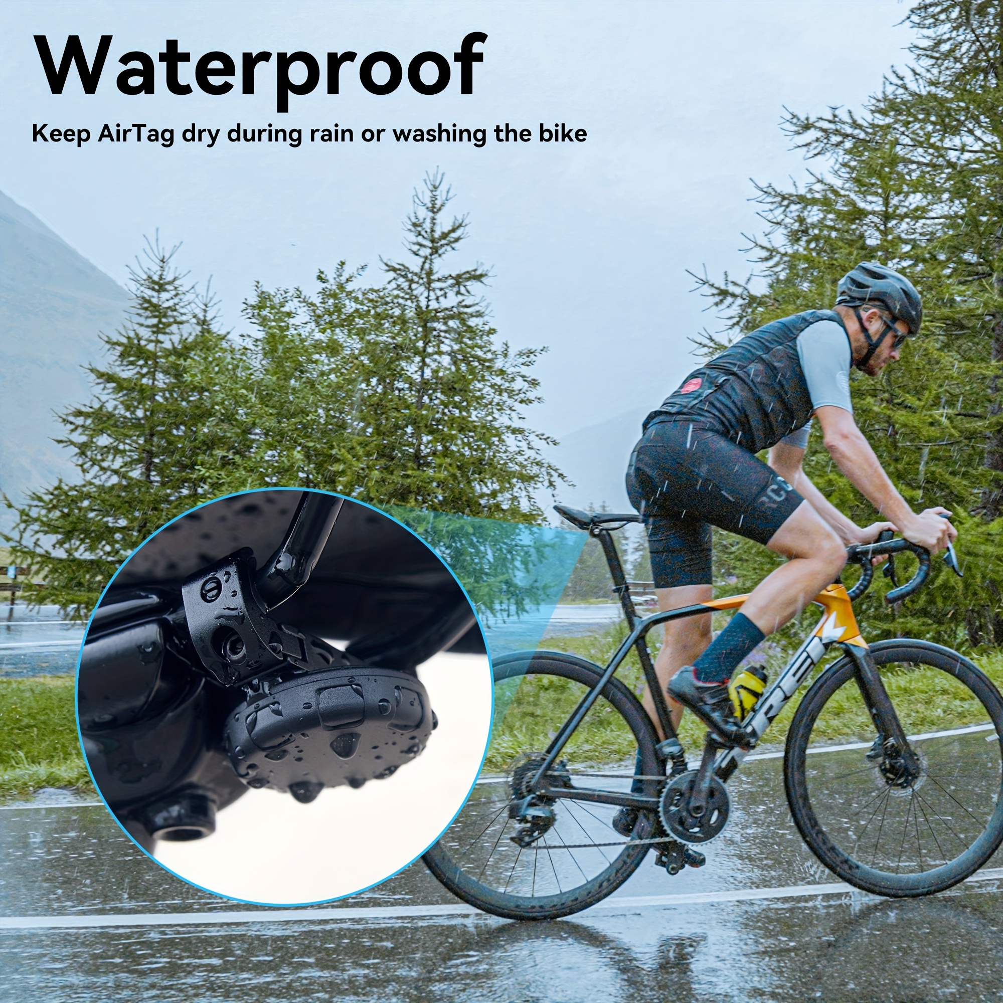 TEMU Waterproof Airtag Bike Mount, Anti-theft Gps Holder, Cushioned Bicycle Under Seat Attachment, Durable Protective Airtag Case For Cycling Security - No Battery Required