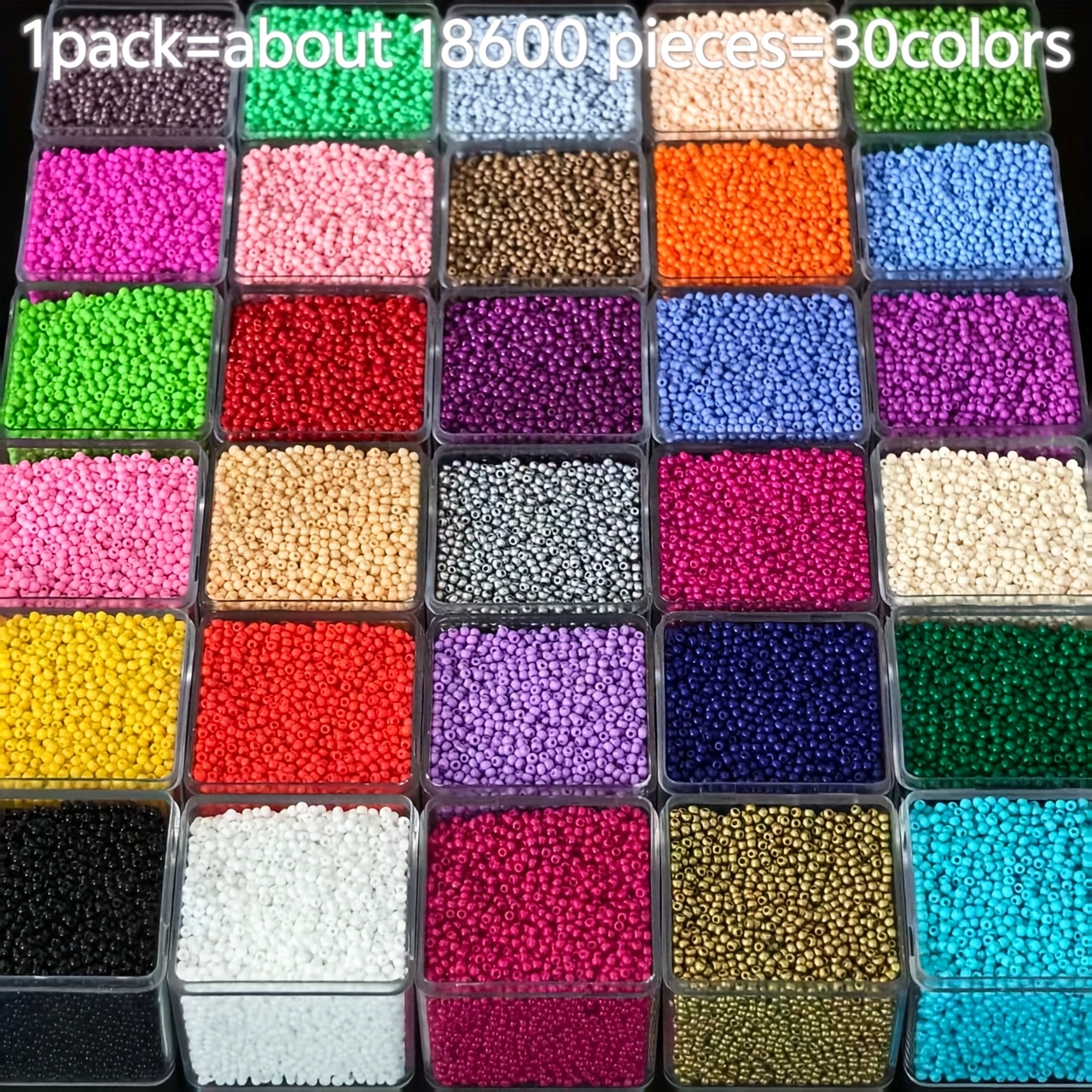 TEMU 18600pcs 1.8mm Mini Solid Color Seed Beads, 30 Colors High-quality Czech Glass Spacer And Decorative Loose Beads For Diy Necklace Earring