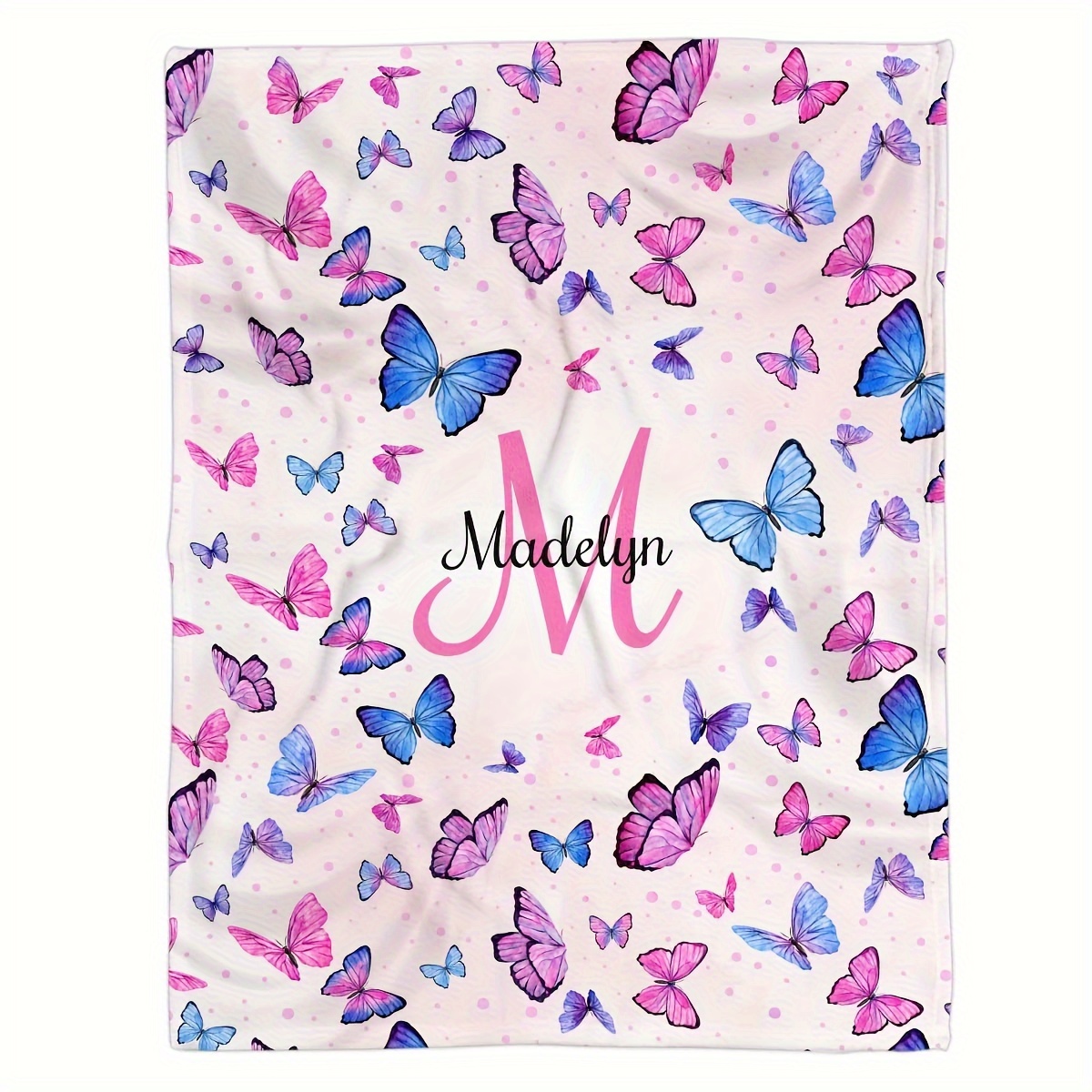 TEMU Personalized Print Name Blanket - Customizable, Holiday Gift, , Outdoor Beach Camping, , Anti-tear, Machine Washable, 100% Polyester, 200-250g,