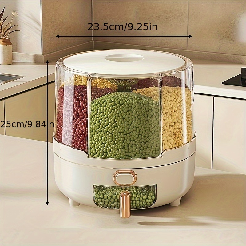 Cereals And Grains Storage Box Rotating Partition Home Rice Bucket Insect-proof Moisture-proof Sealed Food Grade Rice Jar