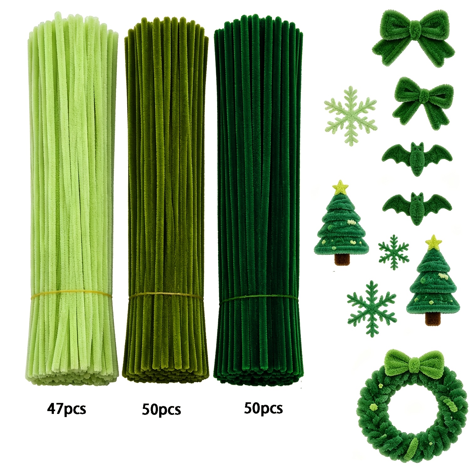 TEMU Ahameton 3 Colors Series Pipe Cleaners, Bulk Thickened Pipe Cleaners, Extra Dense Fuzzy Craft Stems For Christmas Halloween Holiday Decor, Craft