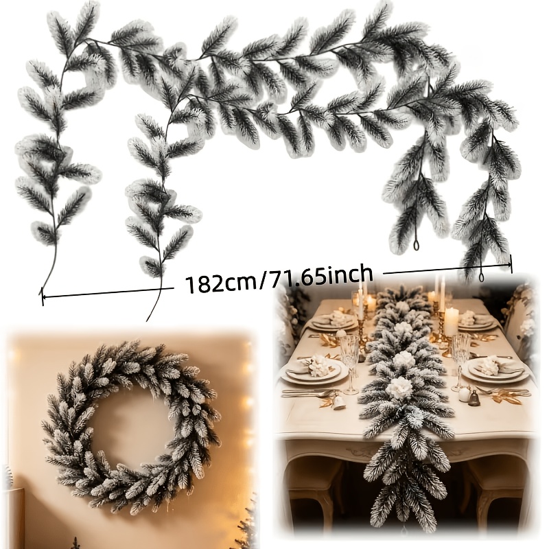 TEMU 2pcs Total Length 143.31 Inches Artificial Pine Needle Christmas Vine, Artificial Floral Vine Decoration, Suitable For Christmas, Thanksgiving,