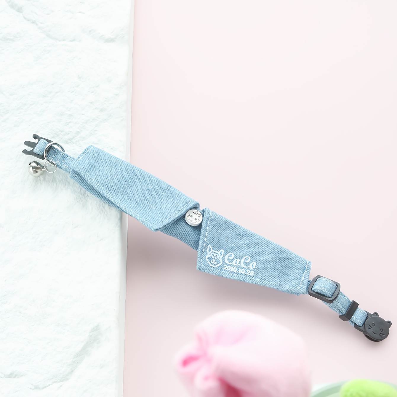 TEMU 1pc Personalized Pet Collar - Custom Name & Photo/icon, Breakaway Safety , Photo Frame Icon & Date Personalization, Soft Collar (5 Colors: