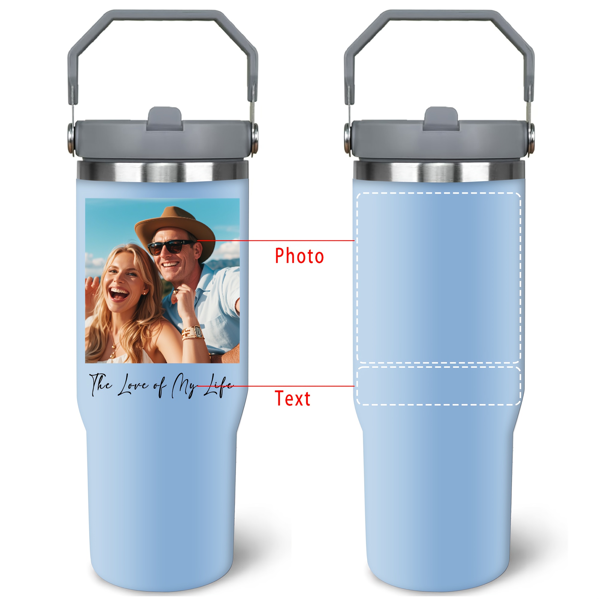personalized 30 oz tumbler handle straw custom coffee cup - Temu