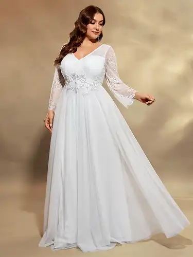 Vow Renewal Plus Size Wedding Dresses Beach Casual Boho Wedding Long Sleeve Fall Outdoor Wedding Dresses Vow Renewal Plus Size Wedding Dresses Beach Casual Boho Wedding Long Sleeve Fall Outdoor Wedding Dresses