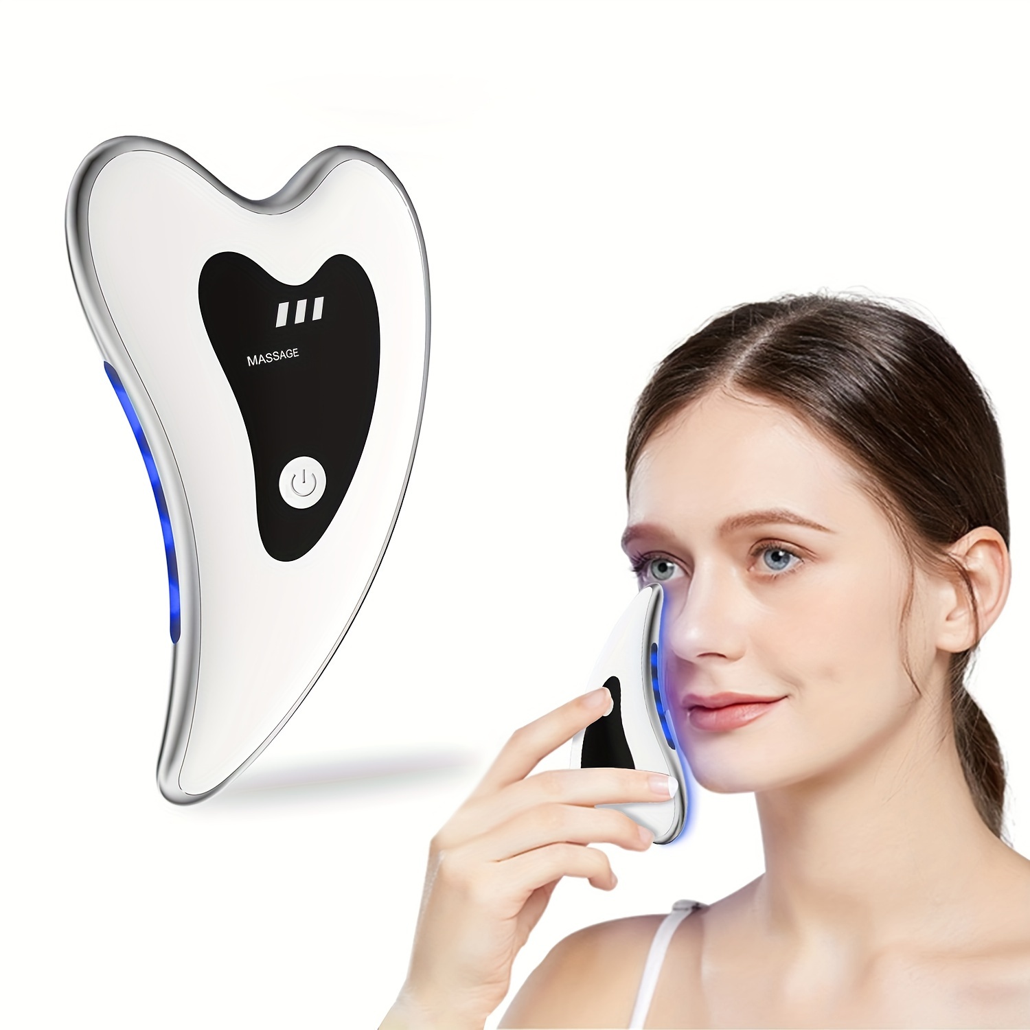 

Usb Rechargeable Facial Massager With Heat & Vibration - For Skin Care, Portable Home , Ideal Day Gift, Personal Massager