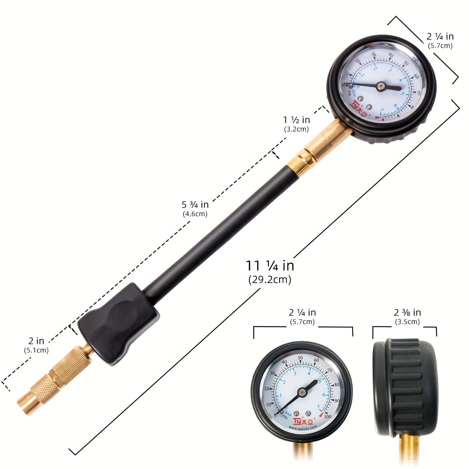 TEMU 1pc Copper High-precision Mechanical Tire Pressure Gauge With Deflation , Portable Car Tire Pressure Monitoring Tool For Quick Detection, Suitable For Vehicles