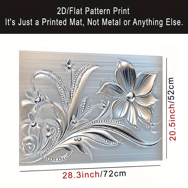 TEMU 1pc Stove Top Cover Protector Pad, 2d Flat Pearlescent Precious Flower , 28.3 X 20.5 Inches (72 X 52 Cm), Easy To Clean, Any Kitchen, Washing