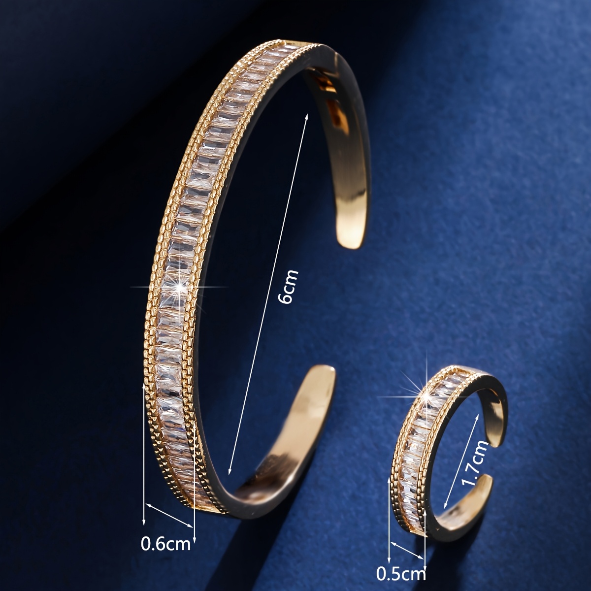 Women's Luxurious Double-Row Rings and Bracelets Set, Unique Design