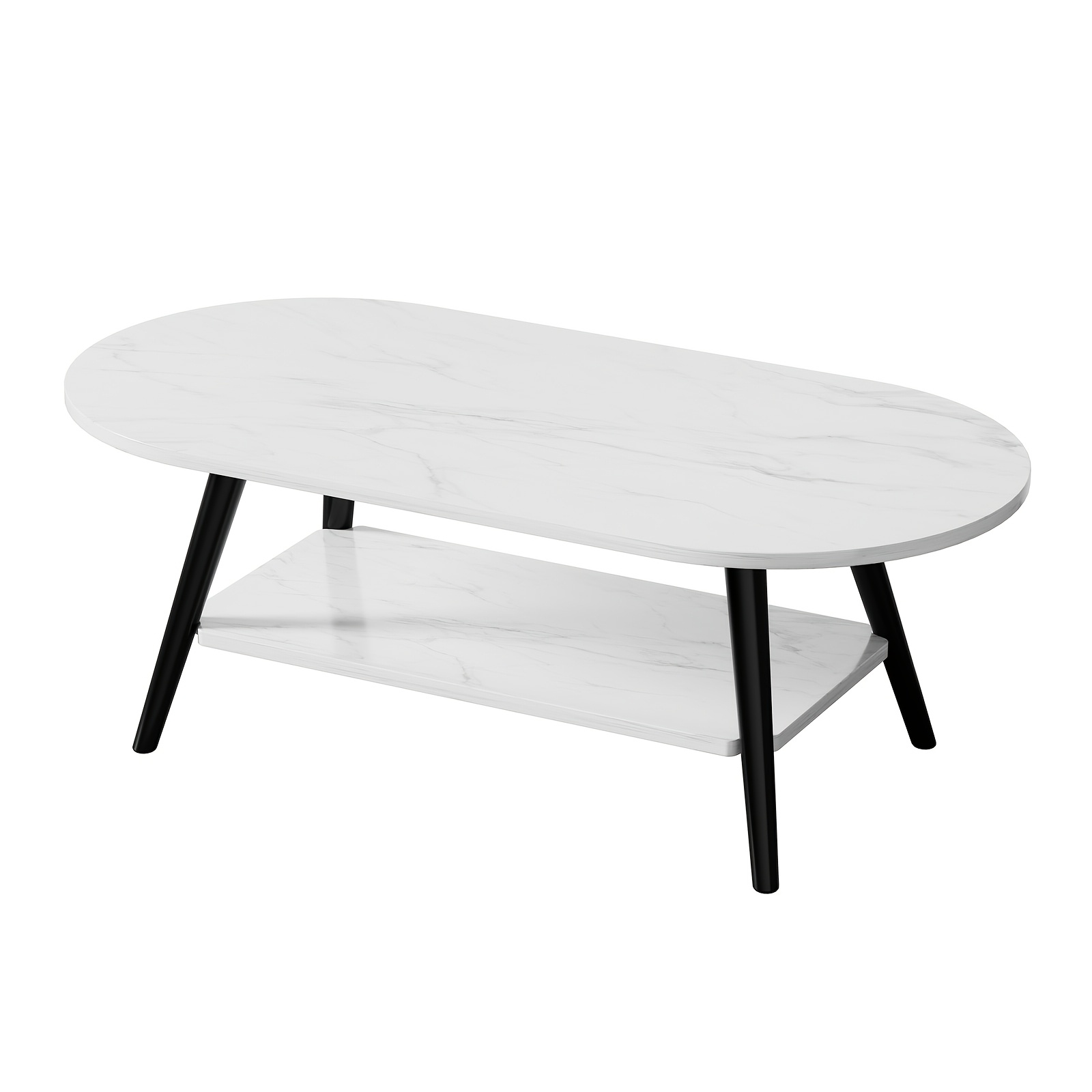 Office Tables Computer With Load-bearing Stability Double-layer Storage 2-tier Work Table Rounded Desktop Silent Foot Pads Office Tables Computer For Living Room Study Office