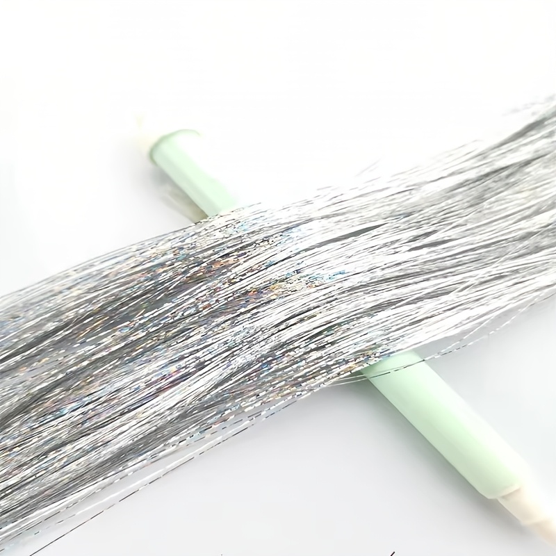 Image of 48inch Sparkle Hair Tinsel Rainbow Colored Strands Women Headwear Hairbinge Hair Laser False Hair Extensions Decor Glitter
