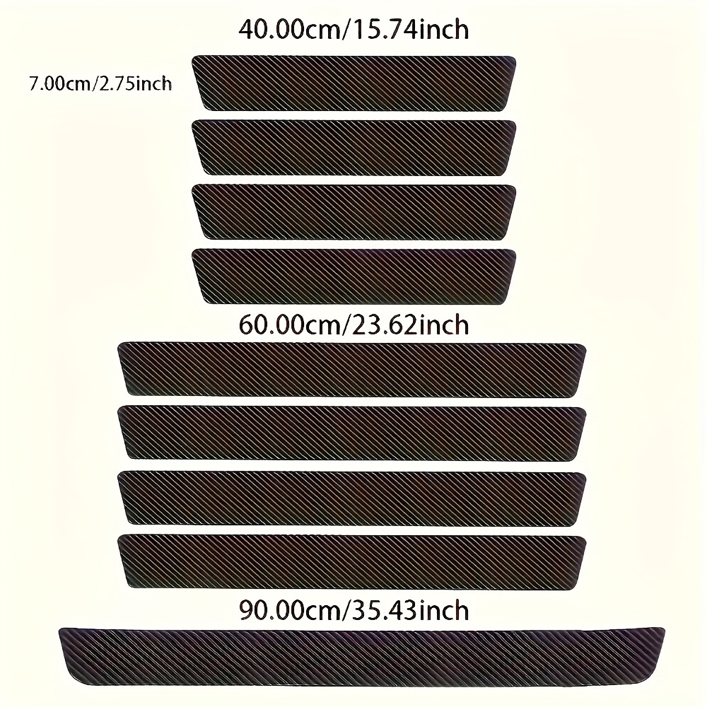9pcs Car Door Sill Strips Carbon Fiber Anti-slip Strips Anti-scratch Wear-resistant Universal Modified Car Body Decoration Strips