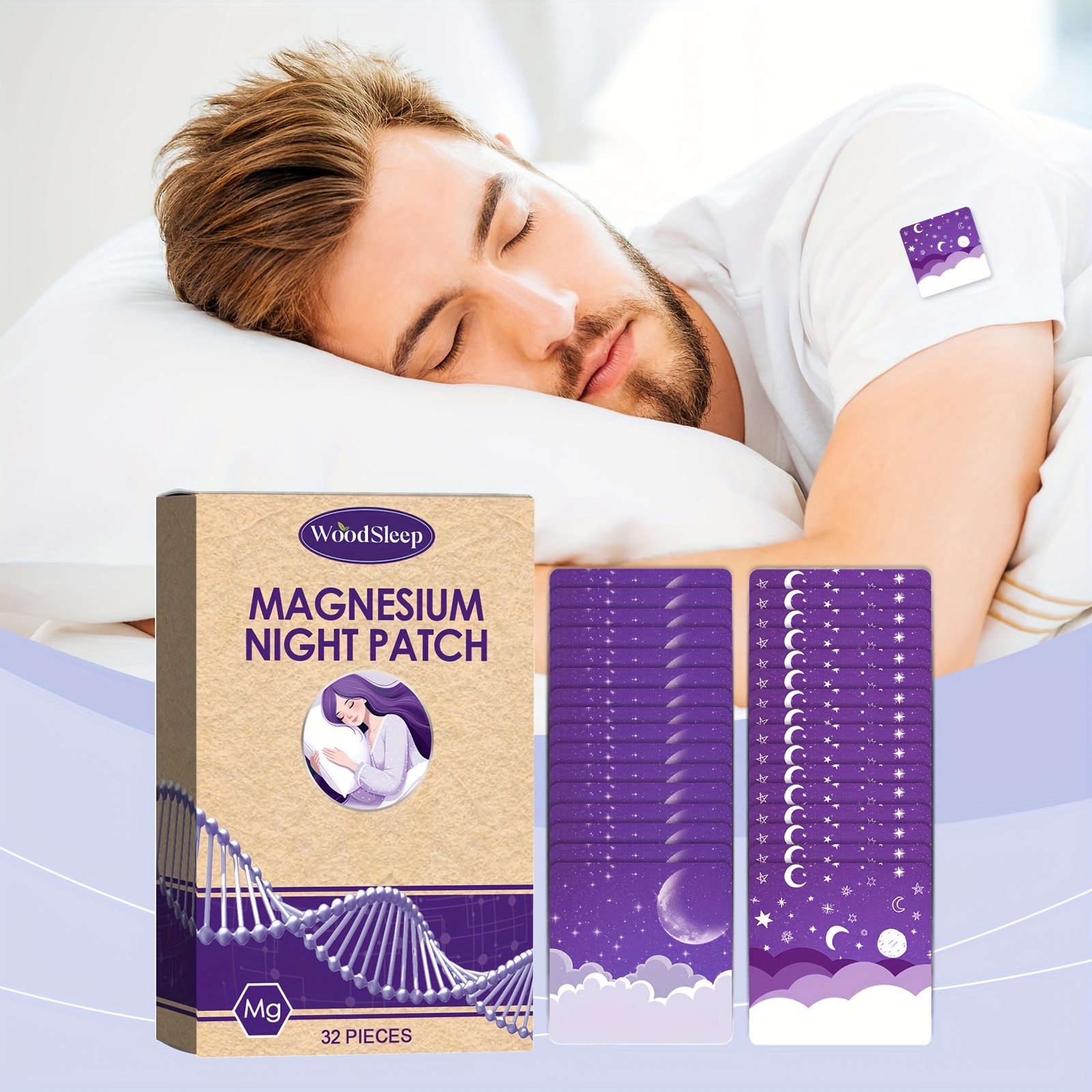 32pcs Of Lavender Magnesium Chloride Essential Oil Patches, Alcohol-free, Night Patches with Lavender And Coconut Oil, Refreshing Fragrance, Suitable for Both Men And Women, Daily Patches for Adults.