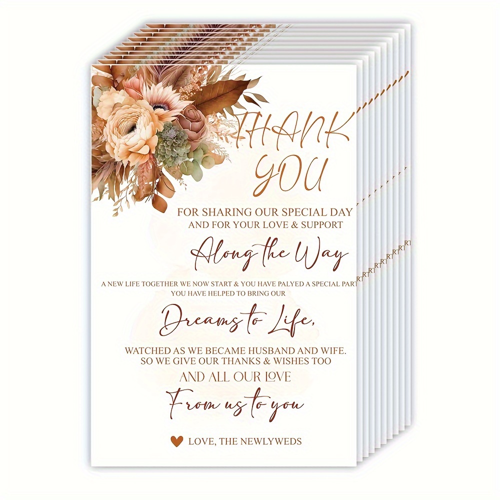 

Bohemian Orange And Terracotta Floral Wedding Thank You Cards - Perfect For Your Reception Decorations