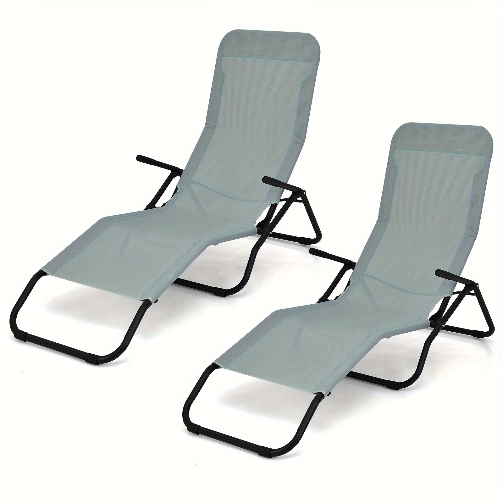 

2 Pcs Patio Folding Lounge Chair Rocker 0 Gravity Sun-chair Recliner