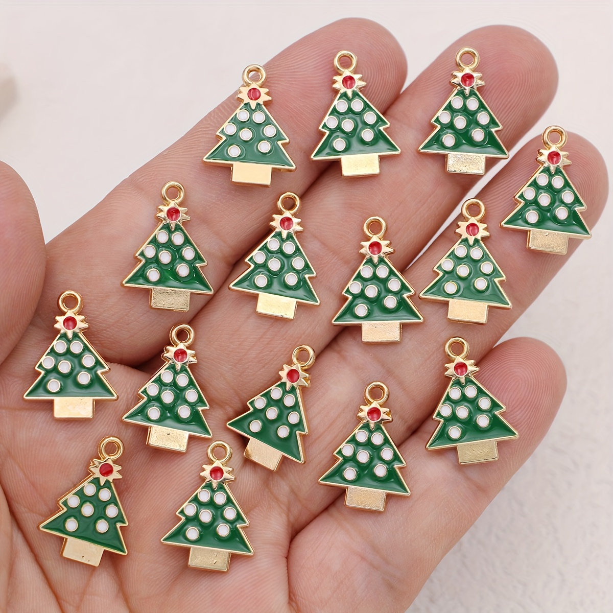 Image of 15pcs Golden Drop Christmas Tree Charms Strawberry Pendants For Jewelry Making Handmade Necklace Bracelets Earrings Key Chain Additions