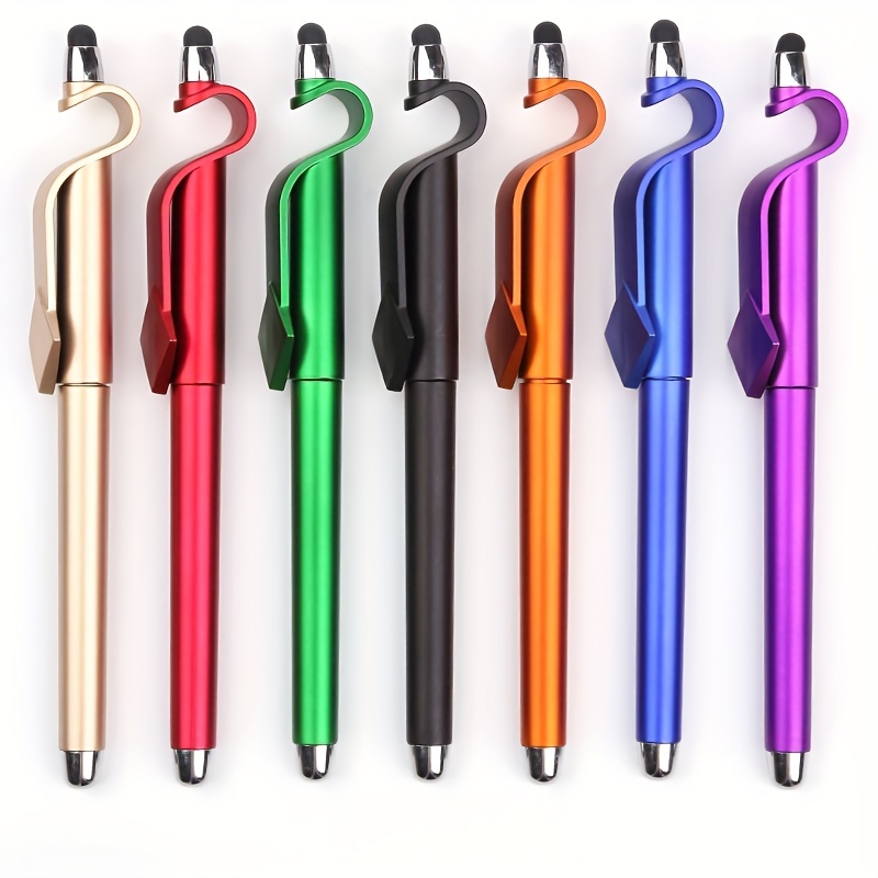 

7-pack Multi-functional Ballpoint Pens - Stylus, Phone Stand - Touchscreen Compatible Instruments For Teens And Adults, Black (no Feathers)