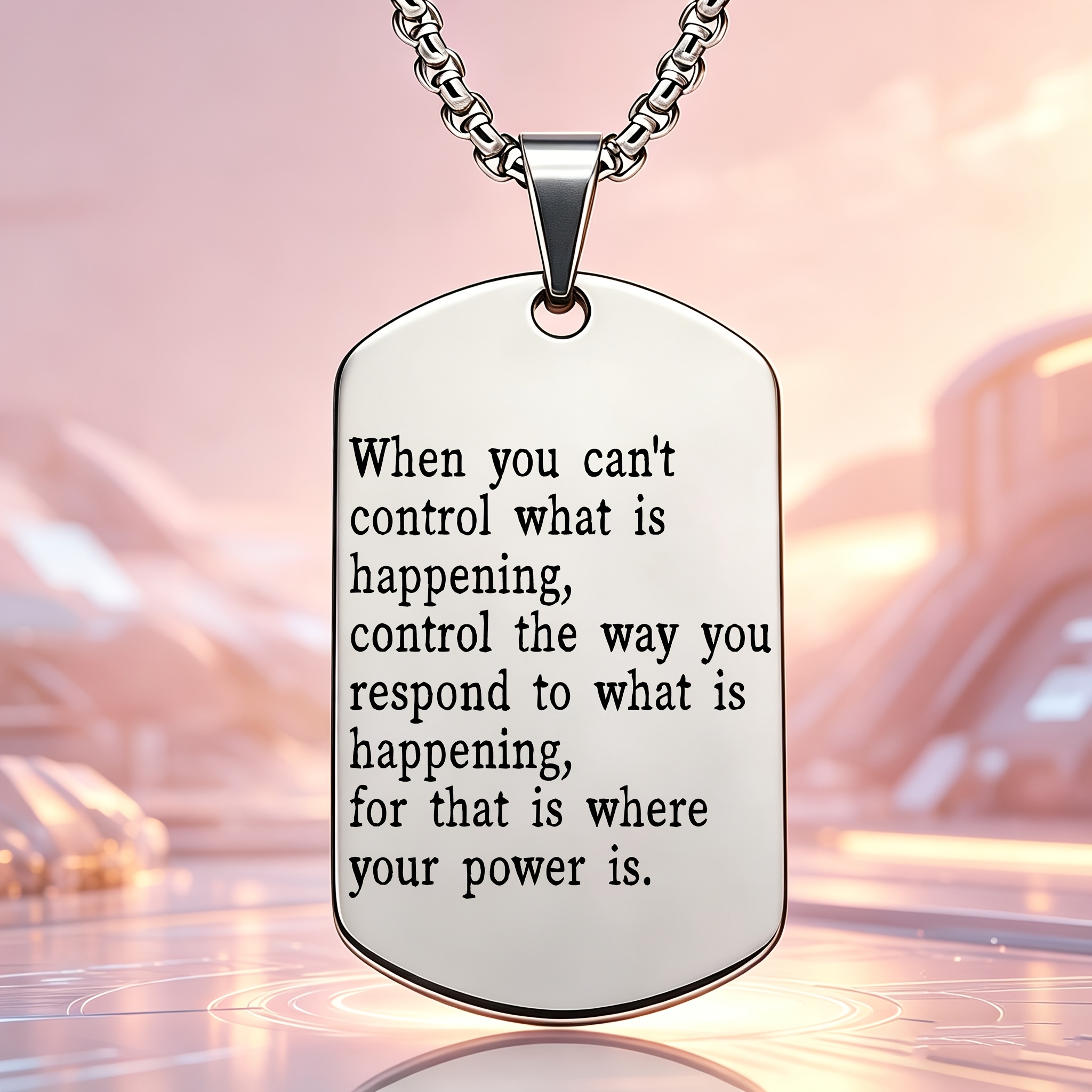 TEMU 1 Emotional Control Inspirational Stainless Steel Pendant Necklace "control The Way You " Core Copy, Is A Unisex Accessory, For Or Yourself.
