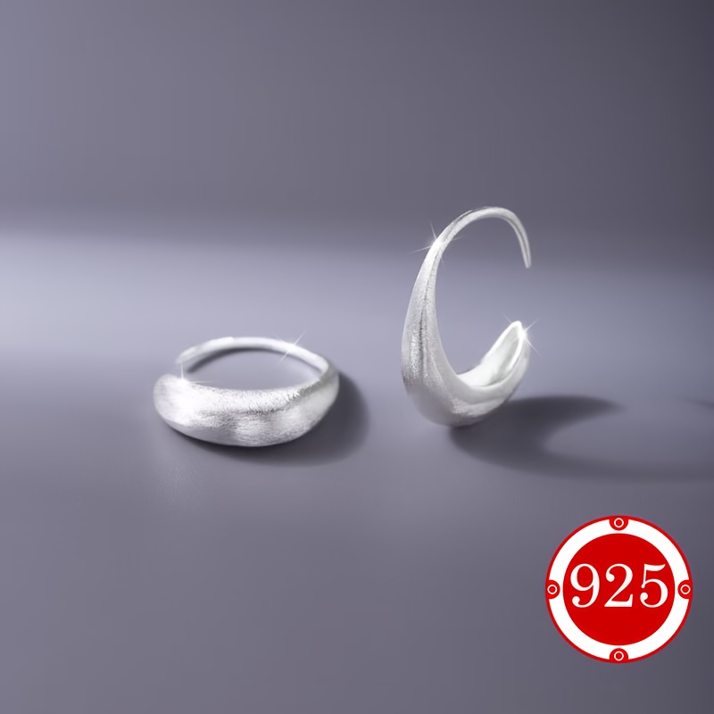 925 Silver Stud Earrings Geometric Arc Hook Perfect Daily Wear