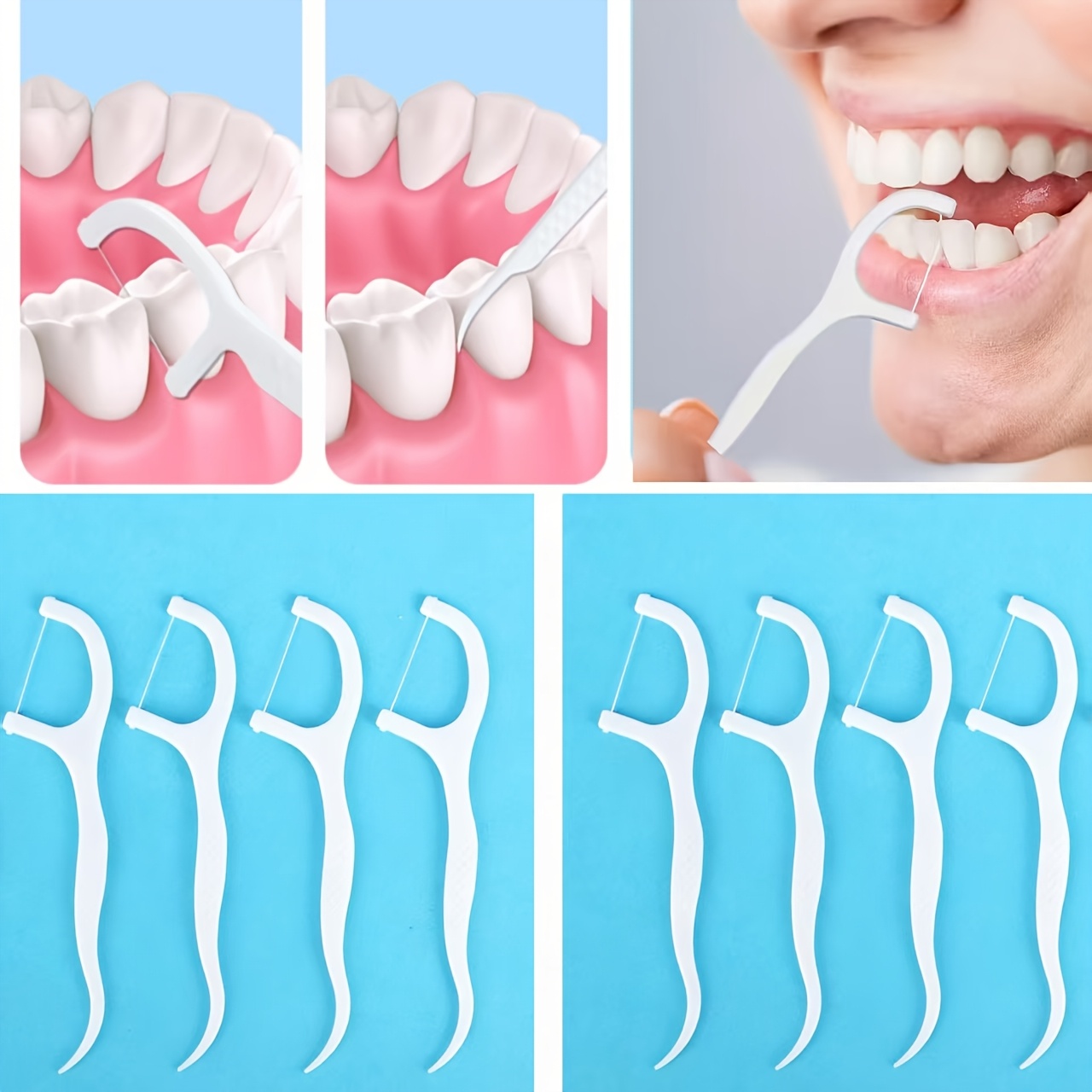 Image of 120pcs Of Deep Cleaning Dental Floss, Oral Care, Portable Disposable Hygiene Floss For Travel And Daily Life, Essential Travel Item, Ultra-thin Floss Sticks Suitable For Deep Cleaning