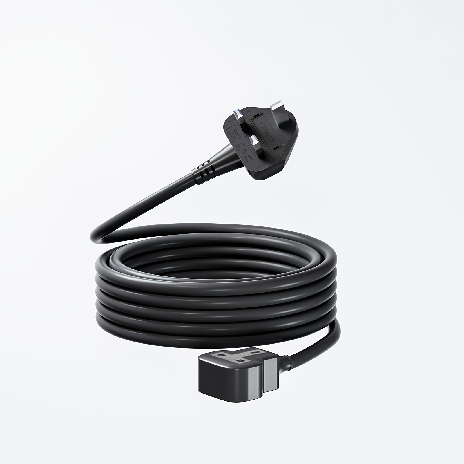 TEMU 1m, 5m, 10m, 15m, 20m Single Socket Extension Cord With 13a Fuse, 13a 3250w Heavy Duty Cable Extension Cord, Black, Single Plug Extension Cord