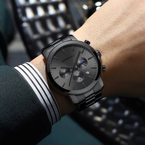 mens sleek minimalist stainless steel quartz watch chronograph with auto dial luminous hands for casual formal wear casual wristwatch minimalist watch stainless steel band