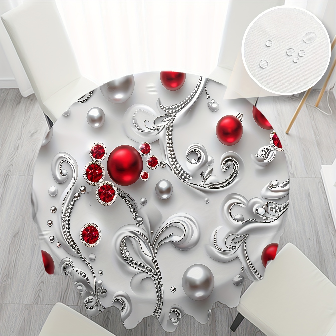 

Festive Christmas Tablecloth: Stain Resistant, Waterproof, Pleated Design, Suitable For Parties, Kitchens, Banquets, And Terraces - Decorative Gift For Multiple Scenes