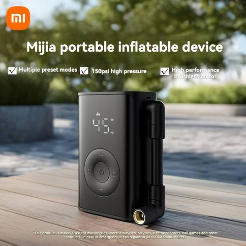 photo de l'article gonfleur de pneus portable xiaomi , compresseur , gonflage rapide en 60s, détection de la pression des pneus, lumière led, préréglés multiples, taille compacte 240g, à un bouton, rechargeable type-c, pour vélo, électrique, moto