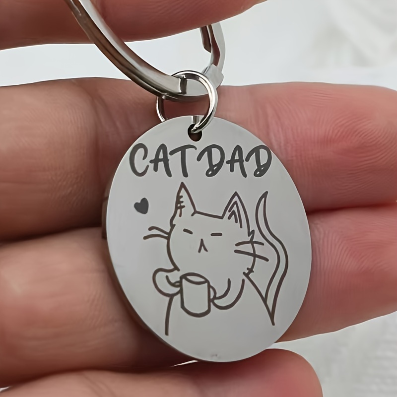 

A New Cat Steel Keychain Cat Dad Backpack Pendant