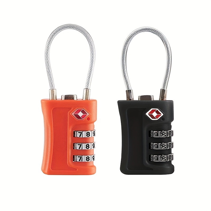 TEMU [2 Pack] Tsa Luggage Locks, Tsa Combination Padlocks, 3-digit Security Suitcase Locks, Luggage Code Locks With Flexible Cable For Travel Baggage