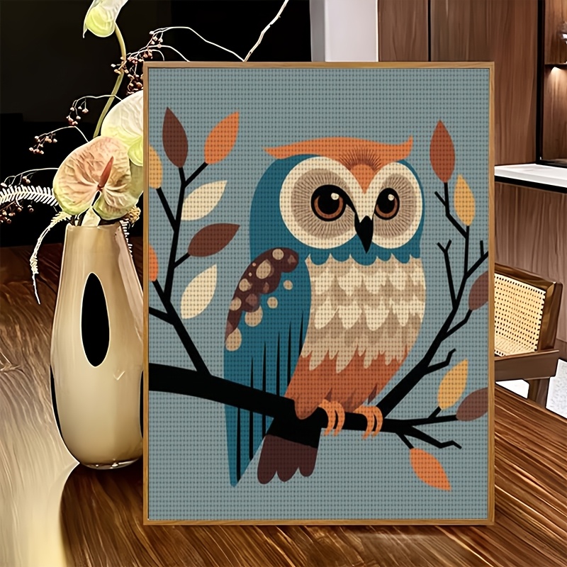Owl On Branch Cross Stitch Kit, Frameless, Ideal For Beginners