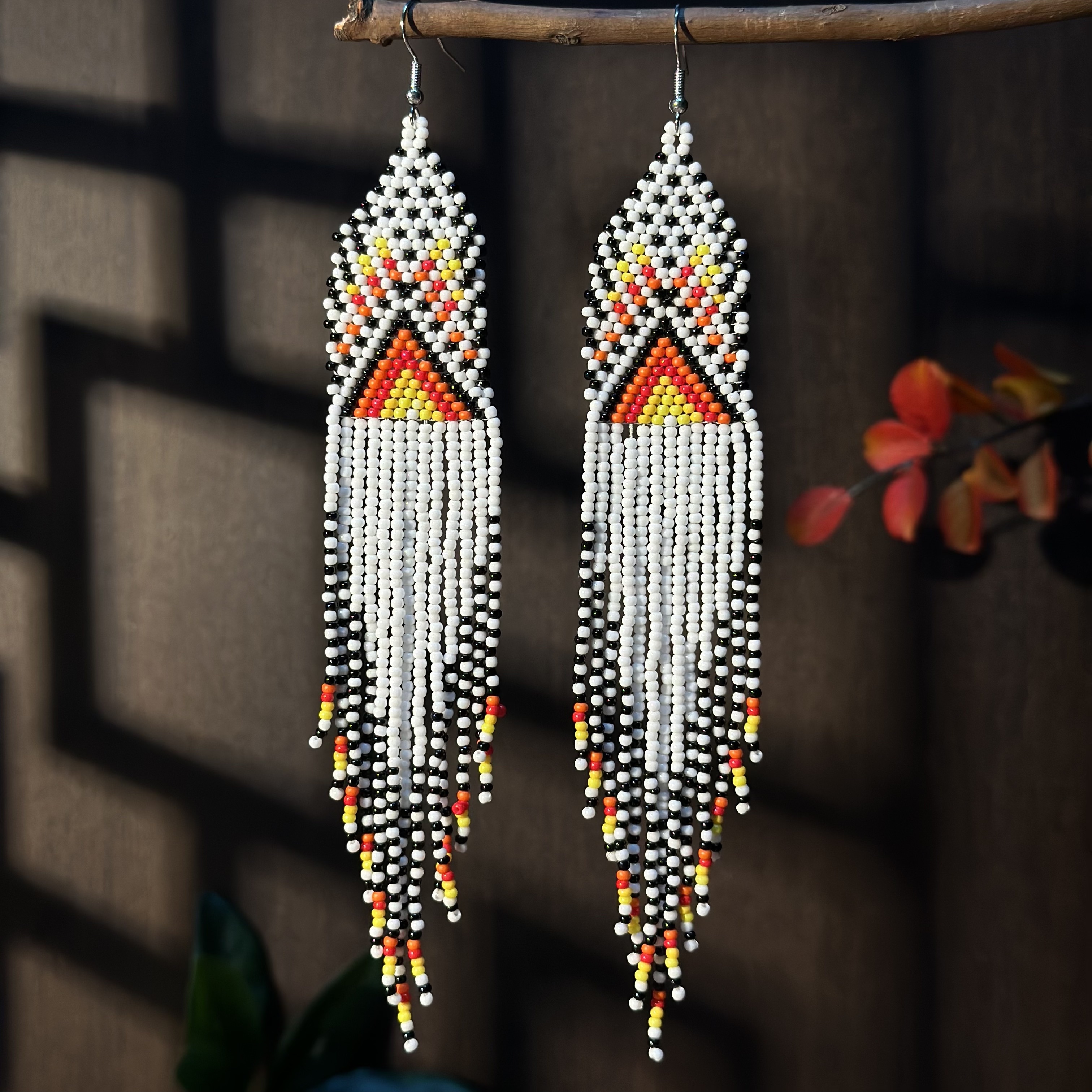 Bohemian-Style Long Tassel Earrings with Glass Beads