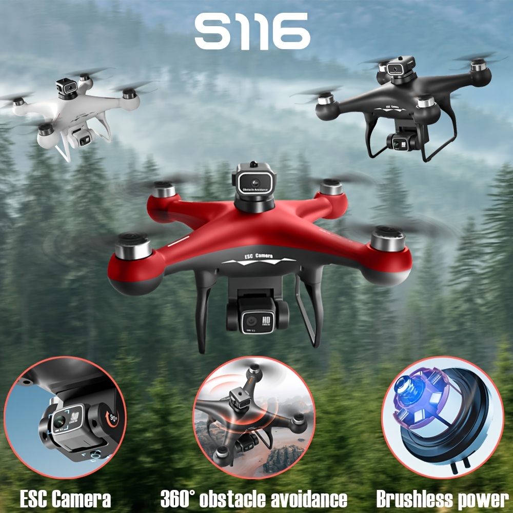 Nowo Ulepszony Dron S116 z Podwójną Kamerą i Regulowanym Kątem, Optyczne Pozycjonowanie - Stabilniejszy Lot, Silnik Bezszczotkowy - Duża Moc, Inteligentne Unikanie Przeszkód - Bezgłowicowy Tryb, z Światłami LED, Prezent Urodzinowy, Obsługa Jednym Kluczem - Odpowiedni dla Początkujących, Dron dla Początkujących, Ylrc
