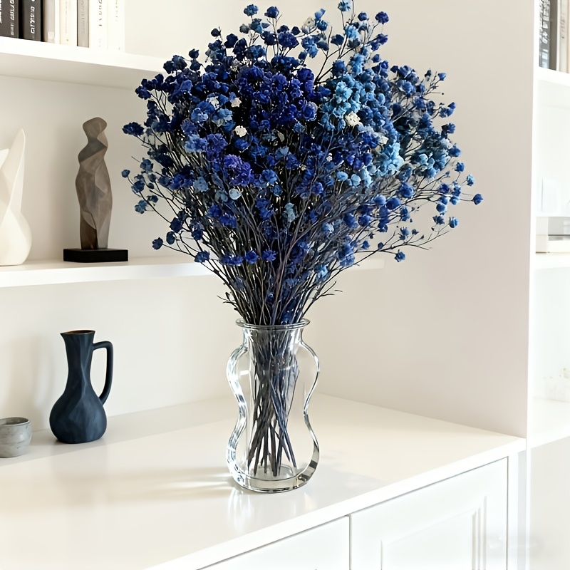 set of 5 faux pampas and bunny tail flowers navy blue imitation babys breath floral arrangement for bohemian weddings home decor party centerpieces living room suitable for indoor outdoor use easter ramadan mothers day