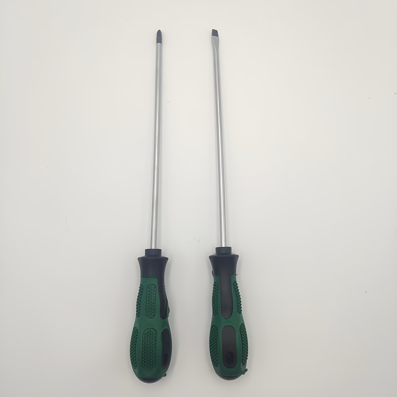 TEMU 2pcs Extra Long Chrome Vanadium Steel Screwdriver Set | Flat And Phillips Head With Rubber Non-slip , Magnetic Tip, Total Length 300mm * Shaft