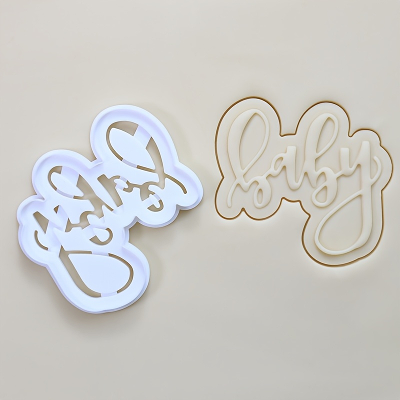 Image of 1pc Baby And Love Font Plastic Cookie Cutter And Fondant Cutter, Suitable For Baking At Parties Events, Easy To Shape And Demold, Biscuit Mold