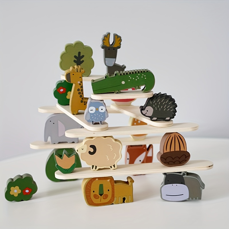 

Early Education Fun Development Wooden Multifunctional Stacking Toy, Animal Balance Toy, Cultivate Animal Cognition, Training Hand Fine Motor