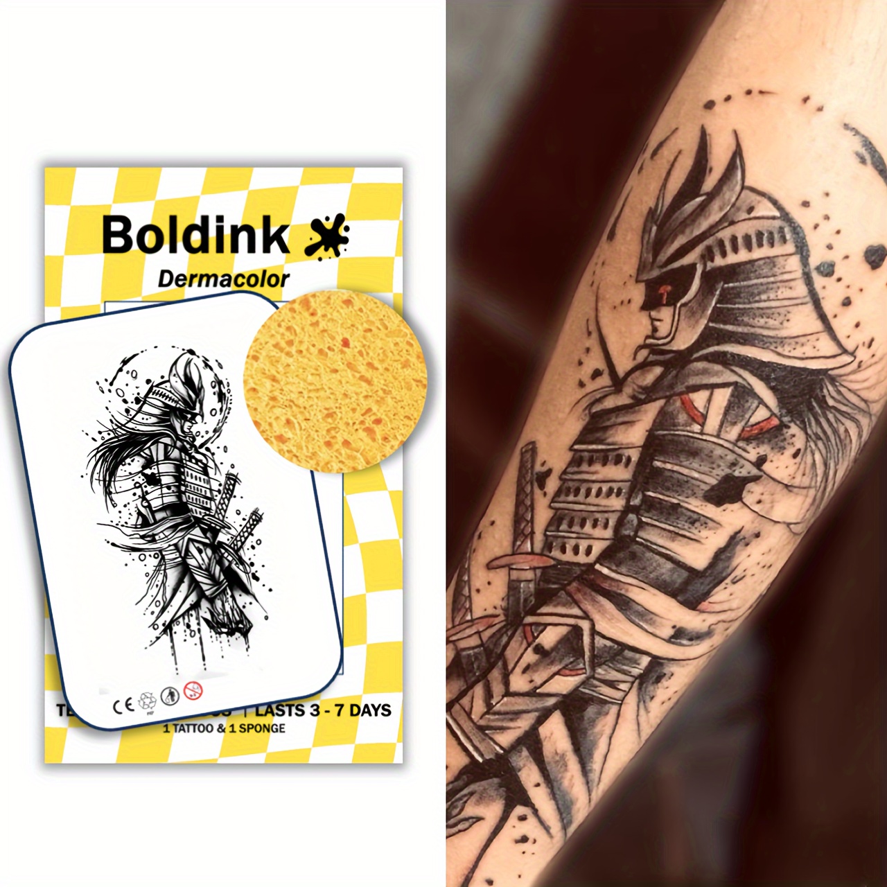 

Boldink Temporary Tattoos, Fake Tattoos, Waterproof, Authentic Tattoo Look, Warrior, Colorful, Easy To Apply And Remove, Men, Csd024