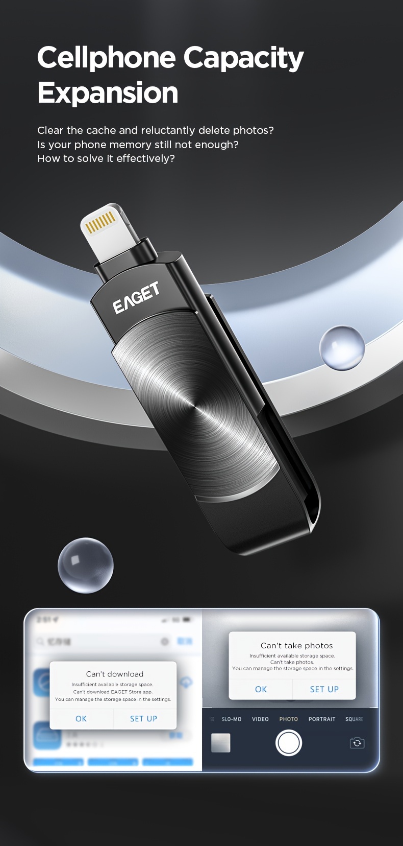 Eaget 64gb Flash Drive Usb 3.2 Dual Interface Mfi Certified - Temu