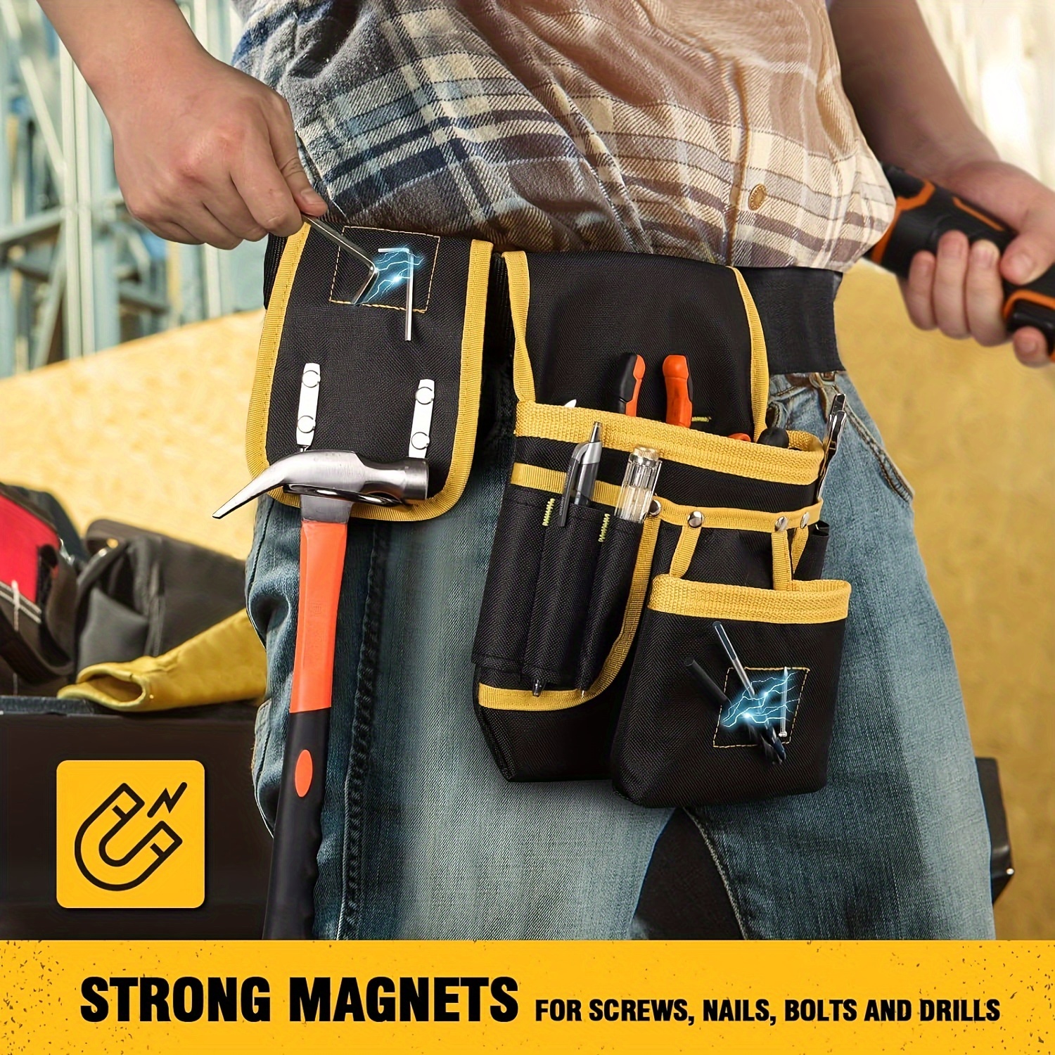 magnetic tool belt 26 pockets heavy duty tool pouch apron Temu
